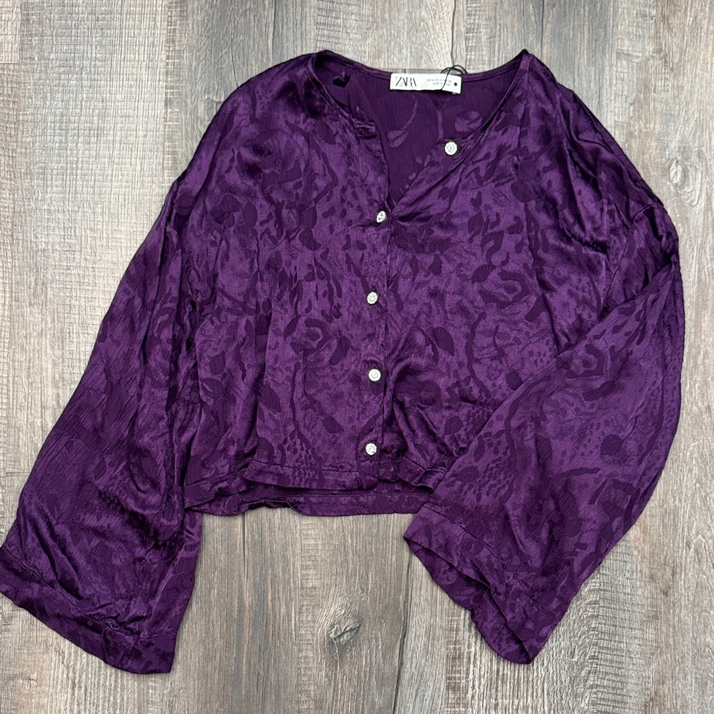 Zara Women's Rich Purple Button-Up Blouse